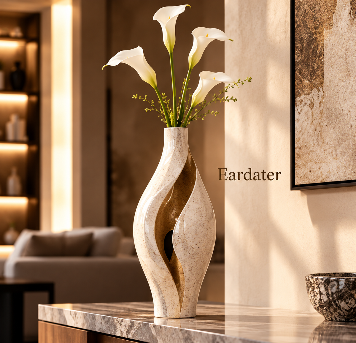 Eardater Two‑Tone Swirl Hollow Sculptural Vase