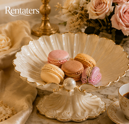 Rentaters Gilded Pearl Shell Sculptural Cake Stand