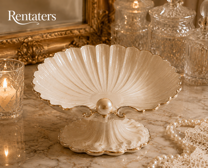 Rentaters Gilded Pearl Shell Sculptural Cake Stand