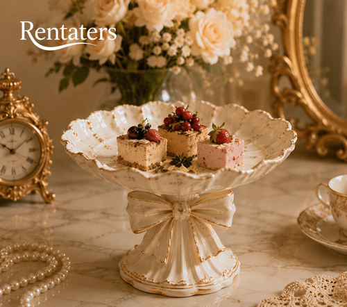 Rentaters Ribbon Bloom Sculptural Cake Stand