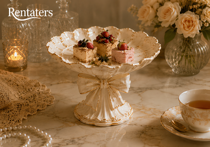 Rentaters Ribbon Bloom Sculptural Cake Stand