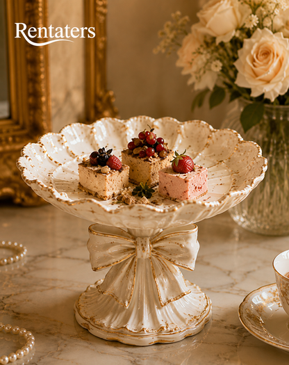 Rentaters Ribbon Bloom Sculptural Cake Stand