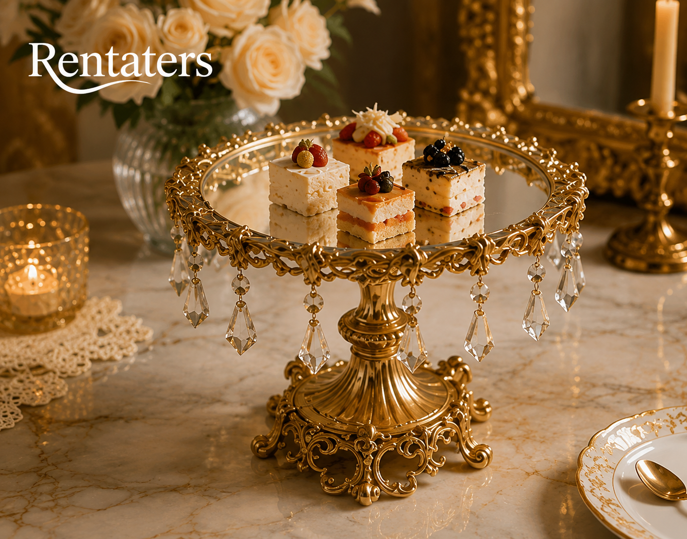 Rentaters Château Crystal Sculptural Cake Stand