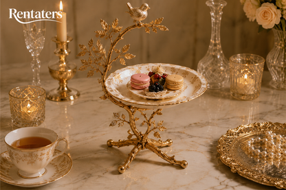 Rentaters Golden Songbird Branch Sculptural Cake Stand