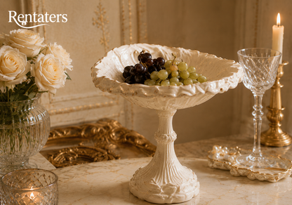 Rentaters Ivory Ruffled Pedestal Cake &amp; Fruit Stand