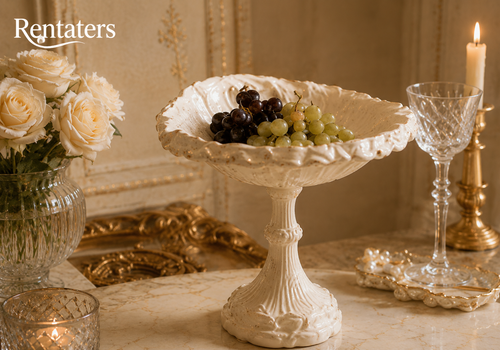 Rentaters Ivory Ruffled Pedestal Cake &amp; Fruit Stand