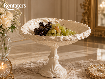 Rentaters Ivory Ruffled Pedestal Cake &amp; Fruit Stand
