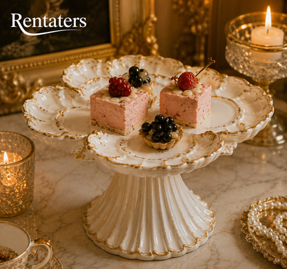 Rentaters Ivory Petal Pedestal Pastry Stand
