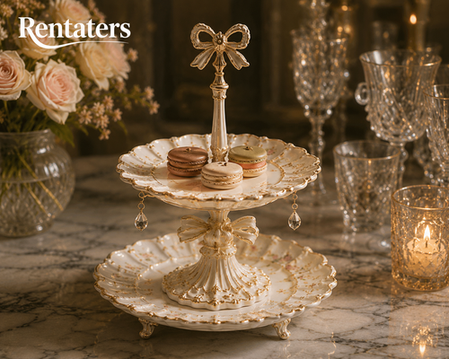 Rentaters Bow-Knot Two-Tier Pedestal Pastry Stand